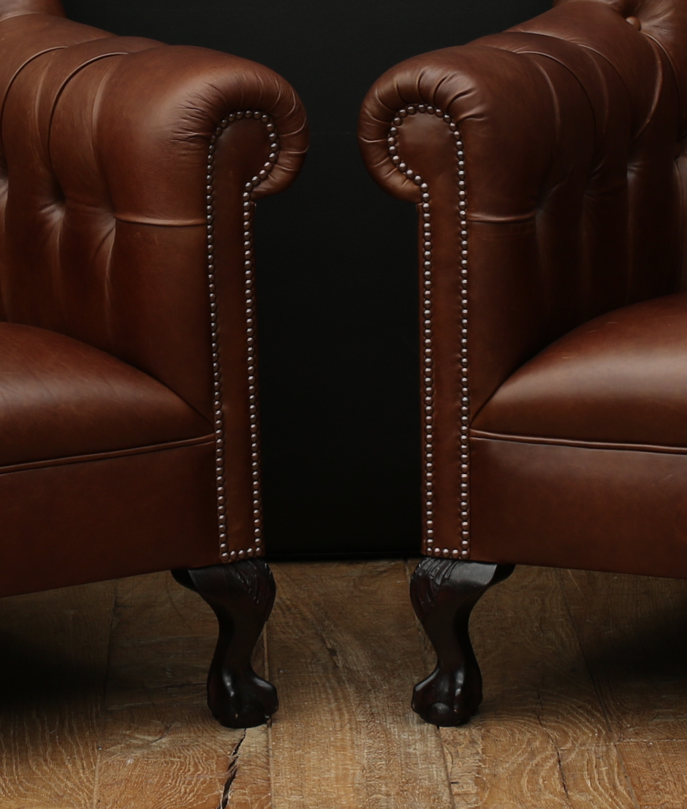 Deep Buttoned Leather Armchairs// JS Editions